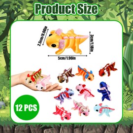 TUBAWD 12Pcs 3D Printed Axolotl, 3D Printed Animals, 3D Printed Toys – 12Colors Flexible Articulating Fidget Figures for Play, Display & Sensory Stimulation (5cm Cute Animal Set)