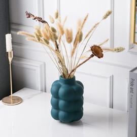 Mowtanco Ceramic Vase, Modern Dried Flower Vase, Blue Teal Vase with Raised Dots, Boho Home Decor for Centerpiece Wedding Dinner Table Party Living Room Office Bedroom, Housewarming Gift