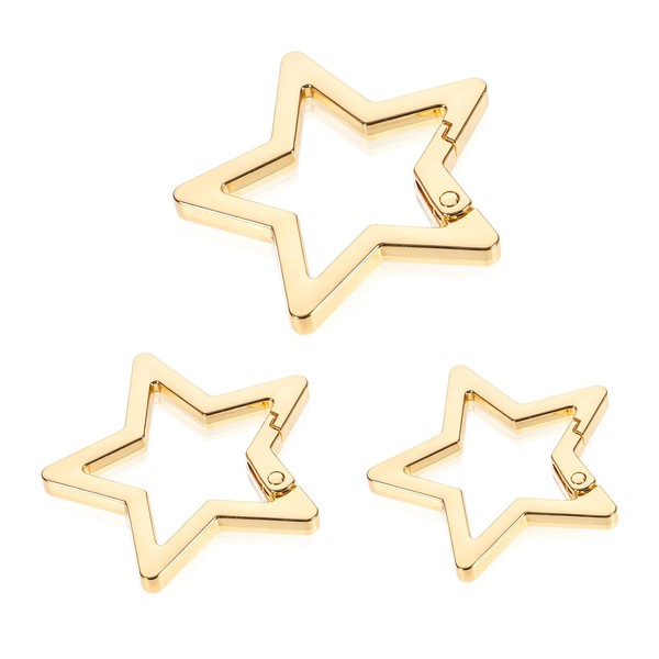 TIESOME 3 PCS Star Carabiner, Star Shaped Stainless Steel Keychain