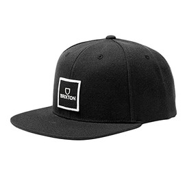 Brixton ALPHA SQUARE MP SNAPBACK Cap, Skateboard, 6 Panels, Cap, One Size Fits Most, BKBLK