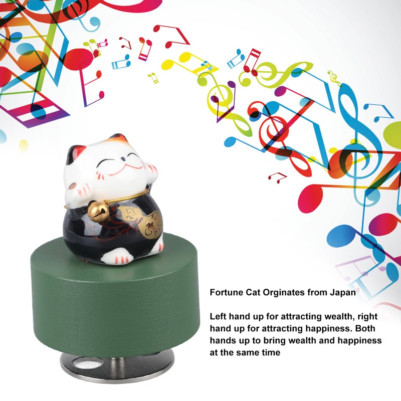Music Box Round Shape Fortune Cat Style Pleasing Melody Exquisite
