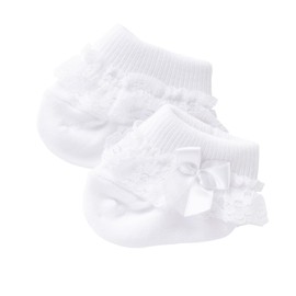 Cream De Coco Crew Socks, Newborn, Baby, Made in Japan, 2.8 - 3.1 inches (7 - 8 cm), white