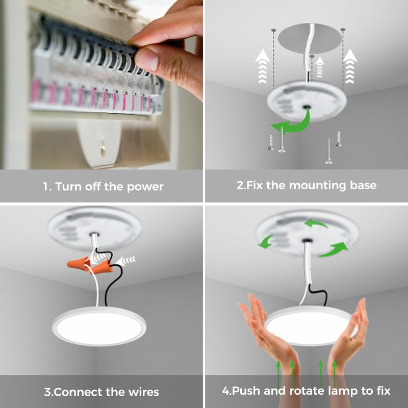 zemty 9 Inch LED Ceiling Light with Night Light 1800K,