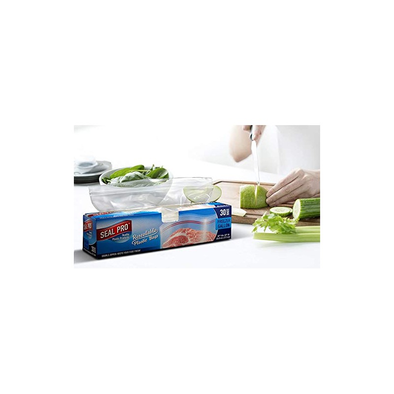 Sealpro Plastic Zip Seal Food Storage Bags Freezer Gallon (60
