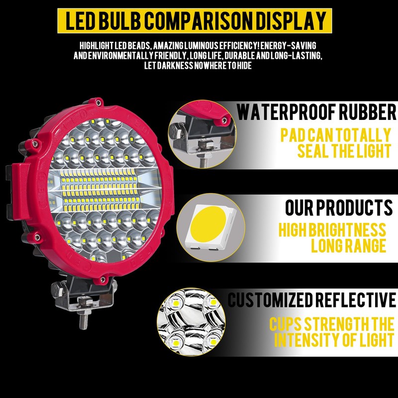 7 INCH Round Light Bar MUVKQC 201W LED Off Road