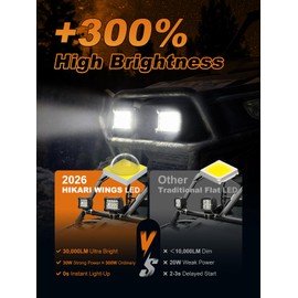 HIKARI WINGS 2026 New 4 Inch LED Light Bar 2PCS, 30,000LM Off Road, 30W Spot Flood Combo Beam, IP68 Waterproof with 12V/24V Wiring Harness Kit for Driving Truck Pickup SUV ATV UTV