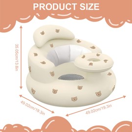 YANGUN Inflatable Baby Chair, Infant Back Support Sofa, Built in Air Pump Infant Back Support Sofa, Blow Up Baby Chair for Babies 3-36 Months(Bear) (Bear)