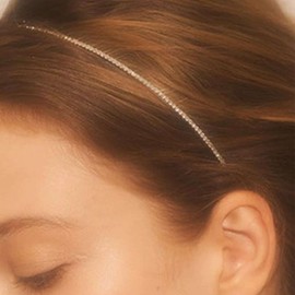 WOVOWOVO 2 Pcs Thin Headbands for Women Non Slip Sparkly Rhinestone Headbands Gorgeous Skinny Head Bands Crystal Silver Hairbands Headpiece Hair Accessories