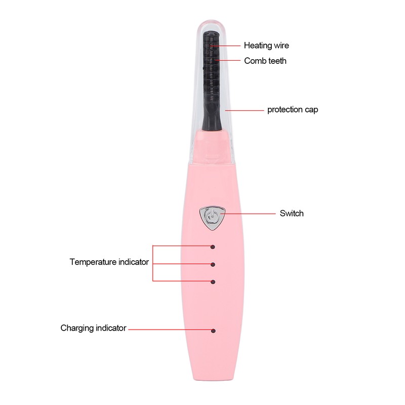 Heated Eyelash Curler USB Rechargeable Electric Lash Curling Tool for