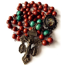 elegantmedical Hanmade Red Carnelian prayer beads & Howlite Father Beads Catholic Rosary Antiqued Bronze Pardon Crucifix Necklace jesus Cross gift box (red)