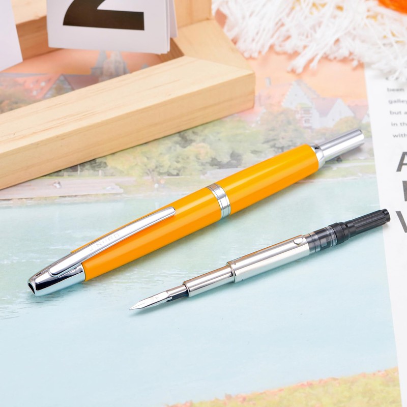 Jinhao 10 Capless Fountain Pen with Box, Orange Retractable Fine