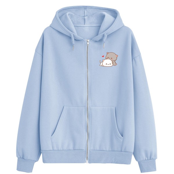 KEEVICI Cute Cat Zip Up Hoodies For Teen Girls Aesthetic