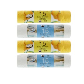 Tidyz Strong Tie Handles 50 Litres 2 Rolls x 15unit Citrus Lemon & 2 Rolls X15 units Fresh Linen Sumer - Total Pack 60 units (B0171)