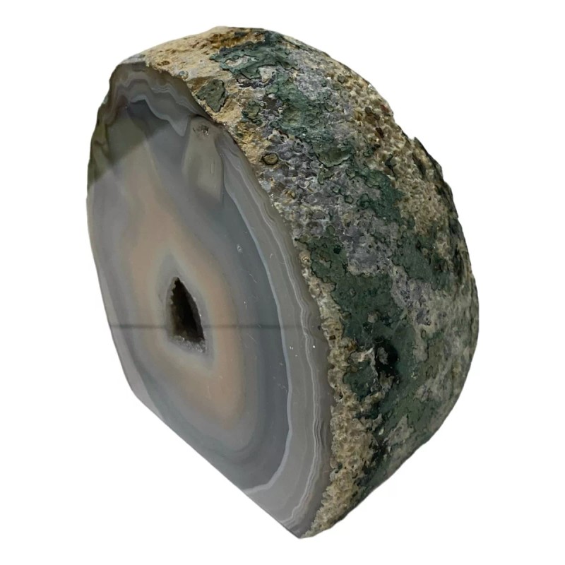 COLIBRI ALEGRE Agata Gris Con Rosa Laja Geoda, Pajaro De