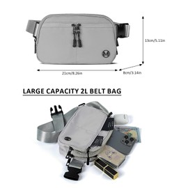 Mokzer Fanny Pack 2L Belt Bag Crossbody Waist Bag for Women Men with Adjustable Strap, 5-Zipper Pockets Waterproof Fanny Packs for Travel Running Hiking