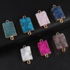 5Pcs Natural Rectangular Druzy Agate Links Necklace Pendants Gemstone Charm