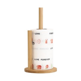 ANCLLO Kitchen Roll Holder, Wooden Paper Tower with Non-Slip Mat, Kitchen, Bedroom, Bathroom, Round Paper Towel Roll Holder for Sewing (11.02 x 5.7 inches)