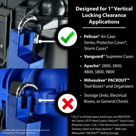 PACLOCK‘s UCS-445A, Shrouded Single Post Padlock for Pelican®, Milwaukee® PACKOUTS™, and Hard Cases, Hidden Shackle Prevents Cutting Attempt, Black, 2 Keys, Keyed Alike U-Pick!