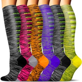 Calcetines de compresión para mujeres y hombres, circulación de 20 a 30 mmHg es el mejor apoyo para correr, enfermería, deportes deportivos (surtidos, 6 pares, grande-XL), A3 - Surtido de 10 - 6 pares, Large-X-Large