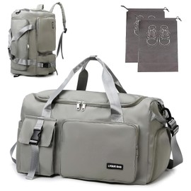 LIAMERHE 3 in 1 Sports Bag Women Men 42L Travel Bag with Shoe Compartment Wet Compartment Waterproof Training Bag Backpack with Shoe Bag Weekender Swimming Bag Fitness Bag for Travel Fitness Sports