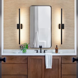 KAISITE Modern Black Bathroom Light - 24 inch Dimmable 5CCT LED Bar Vanity Light Over Mirror