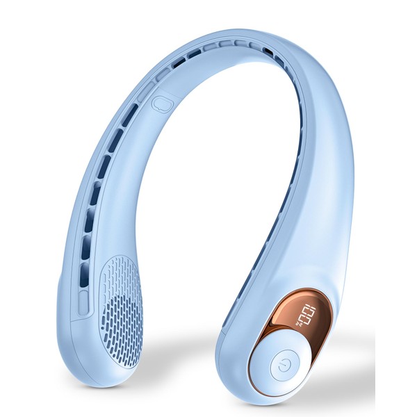 Neck Fan, Personal Fan with LED Display, USB-C Rechargeable, 5200mAh-Battery,