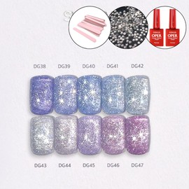 Divock Divok Slush Reflective Glitter Gel 10 Piece Set + 2 Top Gels / 디보크 슬러시 반사 글리터젤 10종 세트+탑젤2개