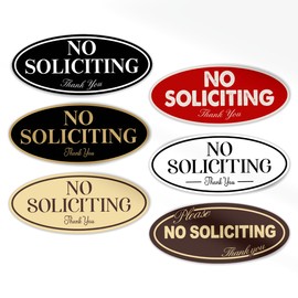 Pack 6 Pcs No Soliciting Sign Sticker For Front Door House Doorbells Warning Security Signs Window Car Outdoor Indoor Cute Bumper Stickers Vinyl Waterproof Decals Home Accessories