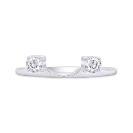 SAVEARTH DIAMONDS 1/5 Carat Round Cut Lab Created Moissanite Diamond Two Stone Enhancer Guard For Engagement Wedding Ring In 14K White Gold Plated 925 Sterling Silver (G-H, VVS1, 0.20 Cttw) Size- 6.5