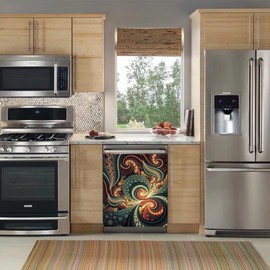 Mandala Dishwasher Magentic Cover, Beautiful Kitchen Decoration Bohemian Self Adhesive Magnet Refrigerator Decal, Home Appliances Decorative Vinyl Panel 23inch W x 26inch H