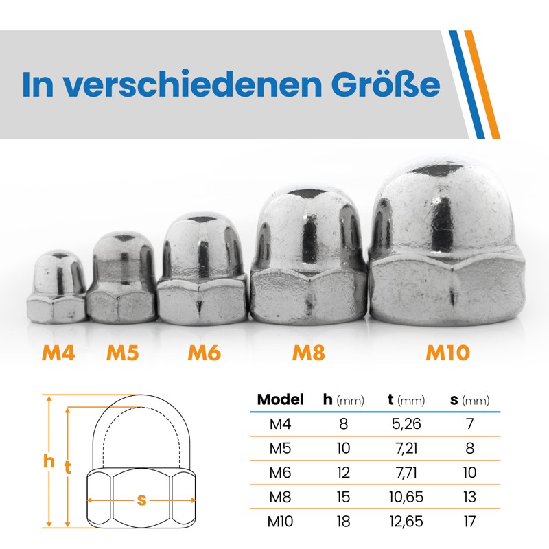 Topnorm24 - Cap Nut High Shape DIN 1587 Stainless Steel