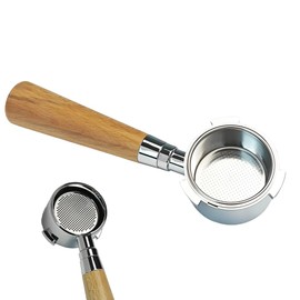 51mm Bottomless Portafilter 3 Ears for Delonghi Dedica EC680/EC685,51mm Portafilter 3 Ears with Prongs Thickness 5.5mm,Beech Handle with Double Shot Capacity Cup Filter Basket