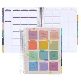 Erin Condren 12-Month Teacher Lesson Planner (Aug 2025 - Jul 2026), 8.5" x 11" Spiral Weekly and Monthly Teacher Planner, Motivation Notes Covers, Hexagon Theme, Vertical Layout, Platinum Coil