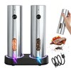 Electric Salt and Pepper Grinder Set, Rechargeable Stainless Steel with