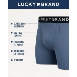 Lucky Brand Men's Boxer Briefs - 6 Pack Breathable Cotton Comfort Boxers with Functional Fly for Men (Sizes: S-XXL), Size Small, Solid Navy/Blue