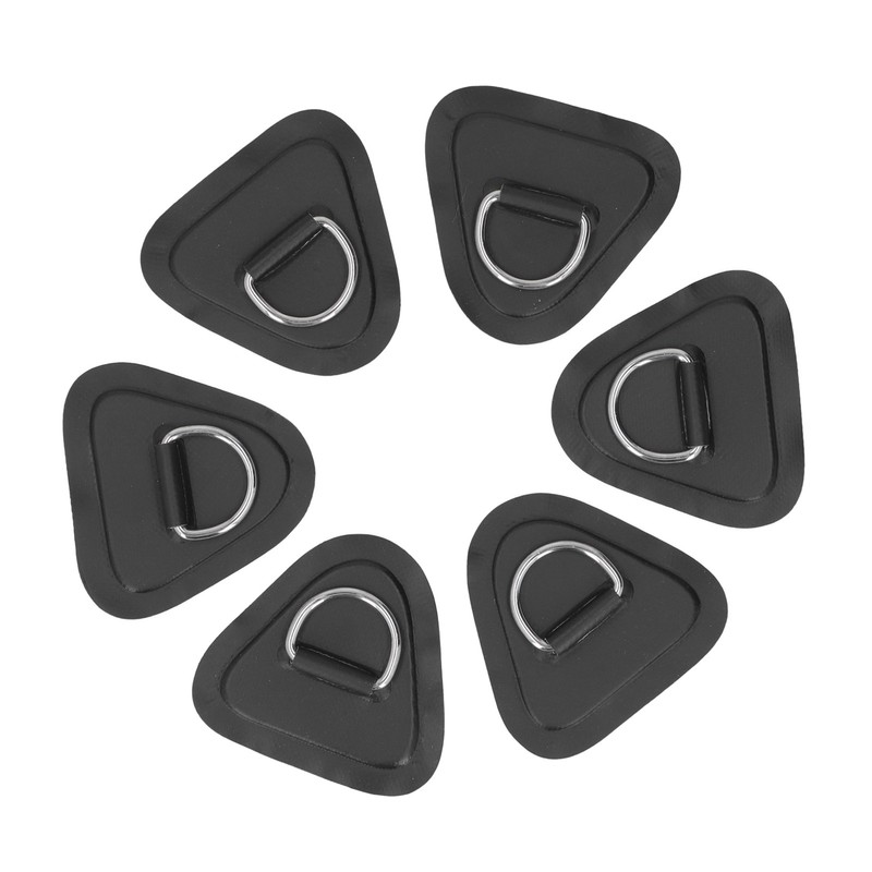 6Pcs PVC D Ring Patch Elastic Rope Set Stainless Steel