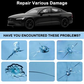 HUOMAQFAN Windshield Repair Kit with 4PCS Glass Repair Fluid, Car Glass Crack Repair Kit for Chips, Long-Lasting Windshield Repair Resin Quick Fix for Bulls-Eye, Star-Shaped Cracks