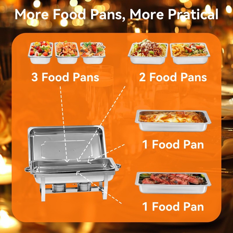 9Qt Chafing Dishes for Buffet, 4 Pack Silver 304 Stainless