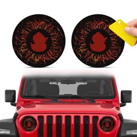 2 Pack Beast Eyes Headlamp Decals,New Cute Duck 3D Stereoscopic Eye Headlight Sticker,Car Body Window Bumper Decorative Sticker,Suitable for JL,JK (Red Duck)