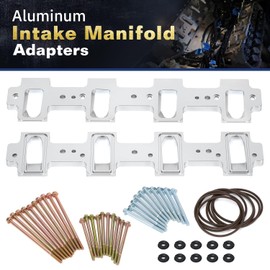 PQY Rectangle Intake Manifold Adapter Plates For LS1 Cathedral Port Cylinder Head to LS3 LSA ZL1 CTS-V Silver
