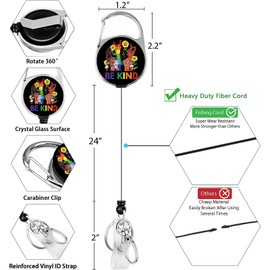 Lanyards for Id Badges, Cute Badge Holder with Retractable Reel Clip, Work Name Tag Lanyard Vertical ID Card Protector Case for Women Nurse Nursing Doctor Teacher Student (Be Kind Flower)…