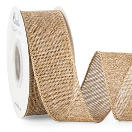 Ribbli Ribbli Burlap Wired Edge Ribbon,1-1/2 Inch x 10 Yard,Natural,Solid for Big Bow,Wreath,Tree, Outdoor Decoration