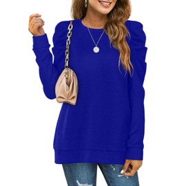 XIEERDUO Womens Clothes Royal Blue Tops for Women Long Sleeve Shirts Puff Sleeve Sweaters Plus Size Winter Clothes 3XL