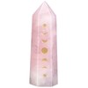 Rockcloud Moon Phase Engraved Crystal Point, Lunar Eclipse Hexagonal Wand