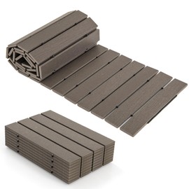 Giantex 8 FT Garden Pathway, Waterproof HDPE Outdoor Walkway with Non-Slip Surface, Weather Resistant Roll Out Straight Walkway for Outside Patio Backyard Beach Wedding Party (17''W,Gray)