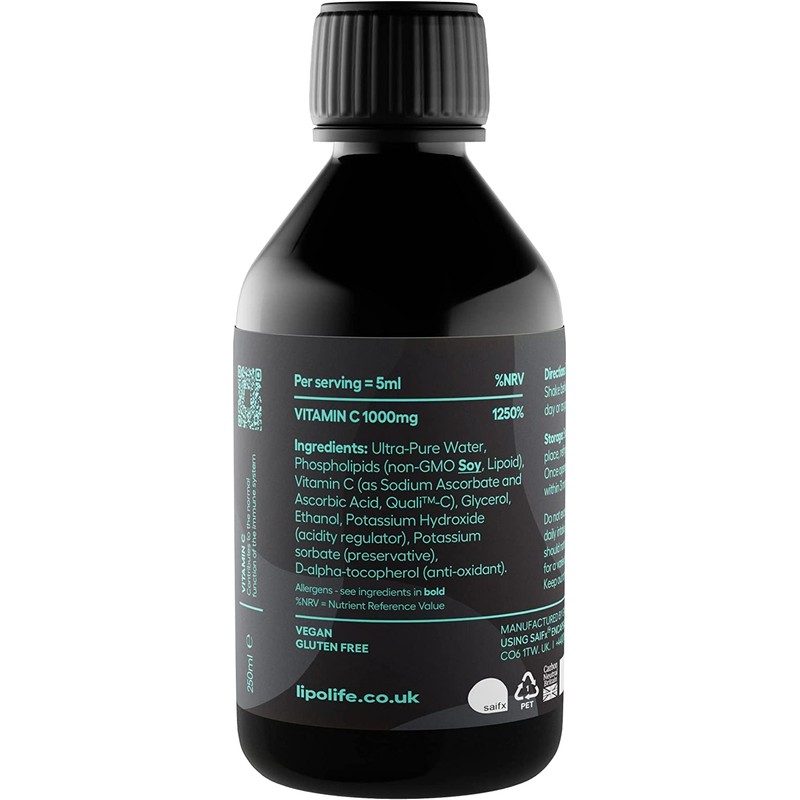 LVC2 liposomal Vitamin C 250ml - Phospholipids from Sunflower Lecithin.