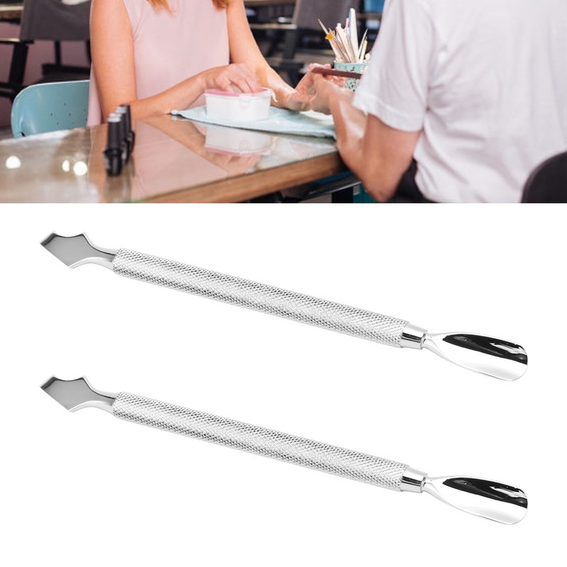 2Pcs Dual Ended Cuticle Pusher Stainless Steel Multipurpose Portable Cuticle