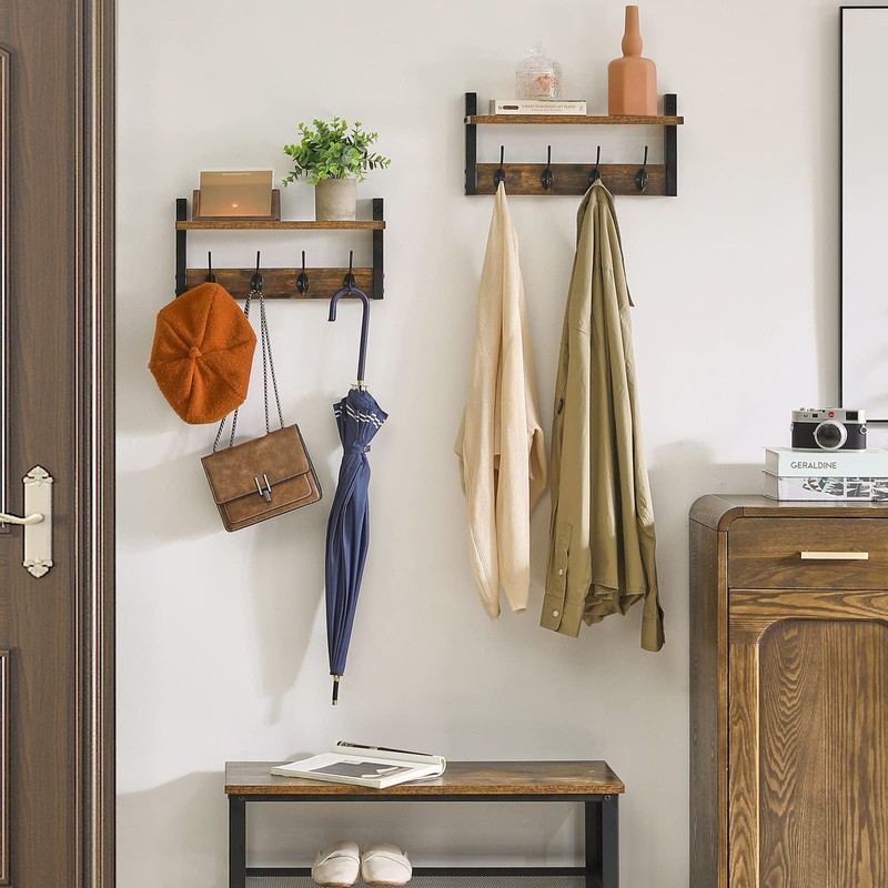YMYNY Coat Rack Shelf Wall Mounted, Coat Hooks Set of