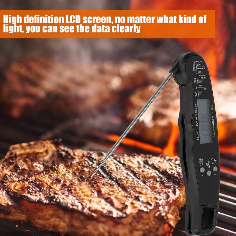 Barbecue Thermometer Double Probe Head LCD Display Easy to Store