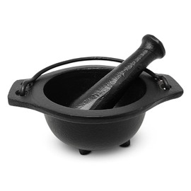 New Age Imports, Inc. Cast Iron Cauldron Mortar and Pestle Set (MP3-Cauldron Mortar & Pestle)